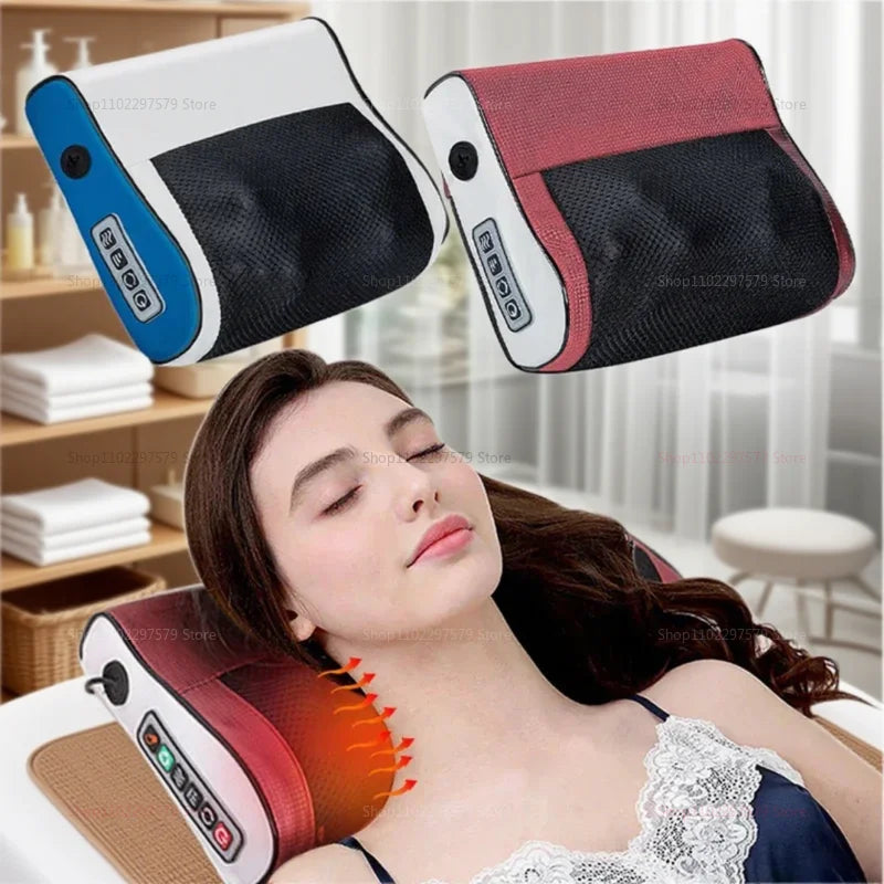 4 Key Multifunctional Neck Pillow Massager Adjustable Hot Compress