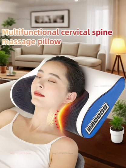 4 Key Multifunctional Neck Pillow Massager Adjustable Hot Compress