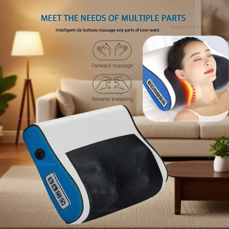 4 Key Multifunctional Neck Pillow Massager Adjustable Hot Compress